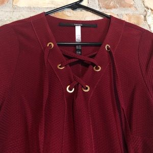 KENSIE Maroon Dress with 3/4 length sleeves